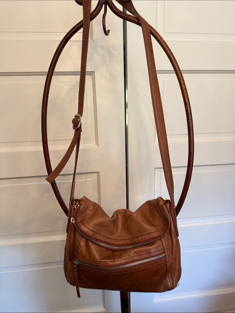 Boho Slouchy Leather Crossbody Bag Cognac Brown HOBO The Original